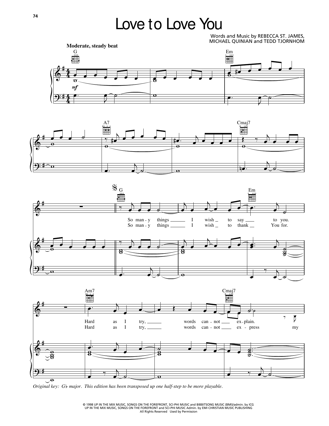Produktgalerie: Seite 1 von 1 Love To Love You, Rebecca St. James, Gesang, Gitarre, Klavier