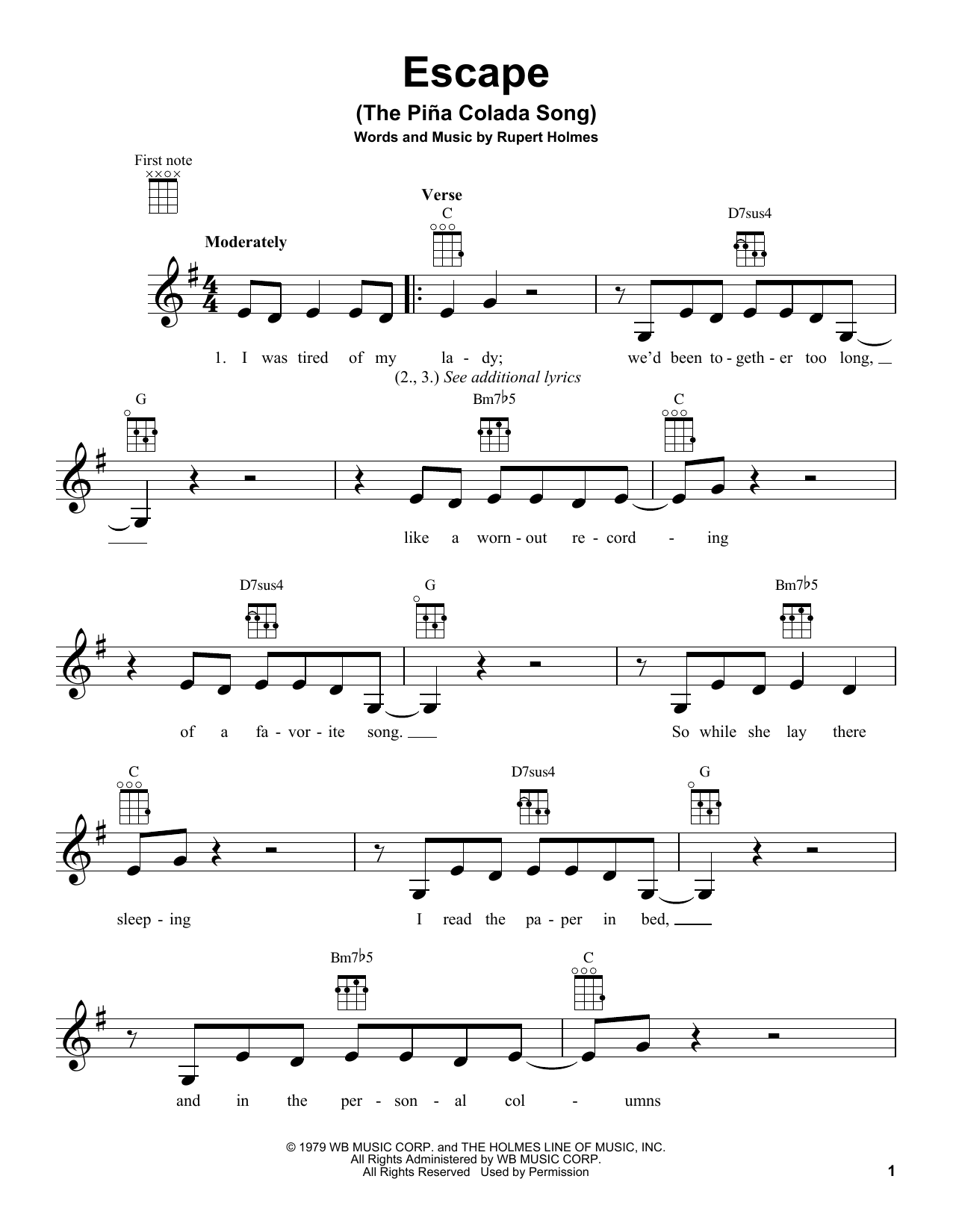 Product gallery: Page 1 of 1 Escape (The Piña Colada Song), Rupert Holmes
