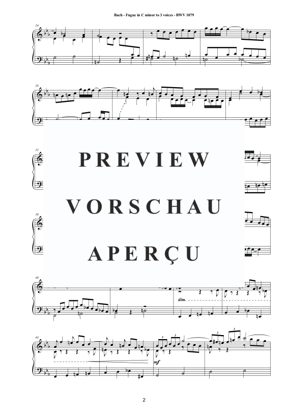 Produktgalerie: Seite 3 von 10 Ricercare - Fugue in C minor to 3 voices BWV 1079, , Klavier Solo