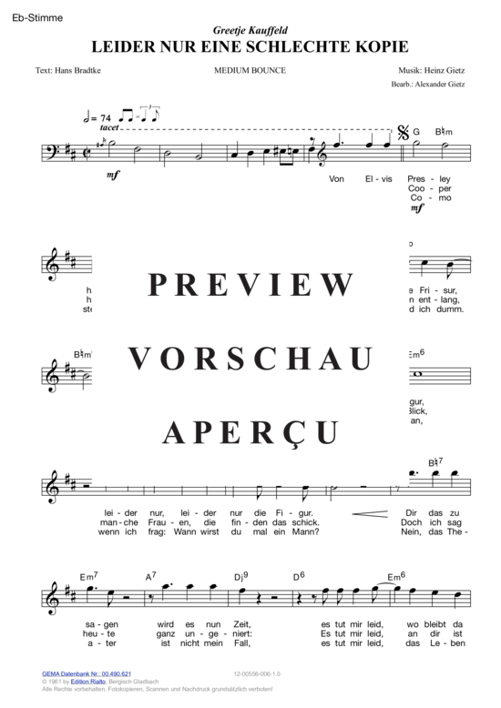 Produktgalerie: Seite 7 von 11 Leider nur eine schlechte Kopie , Kauffeld, Greetje, (Melodie-Stimmen in C/B/Es)