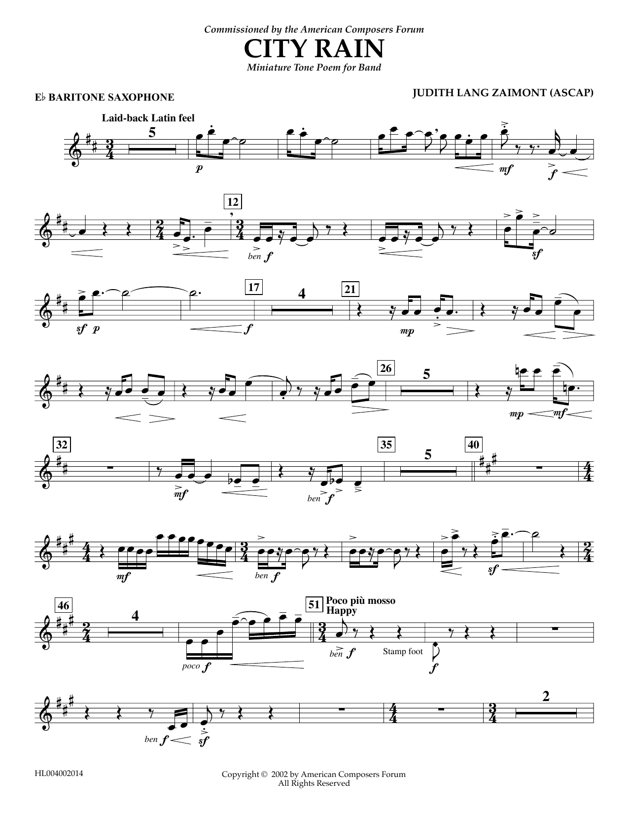 Produktbild zu: City Rain - Eb Baritone Saxophone