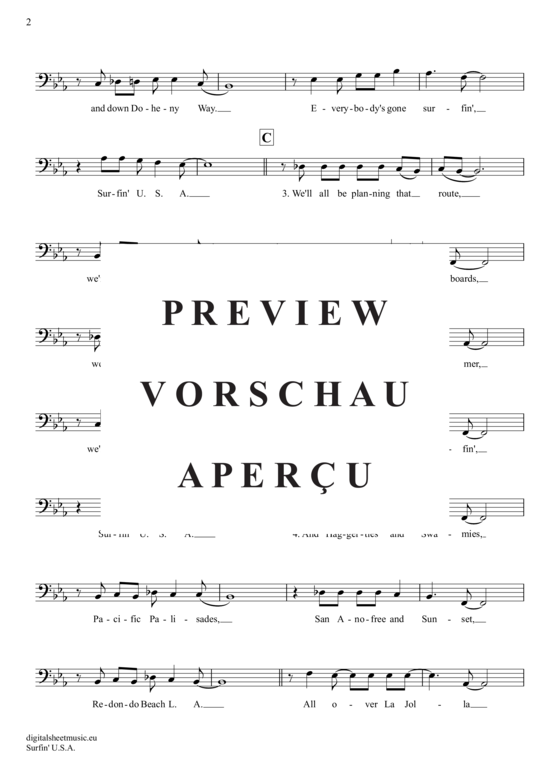 Produktgalerie: Seite 3 von 4 Surfin´ U.S.A. , Beach Boys, (Violon-Cello)