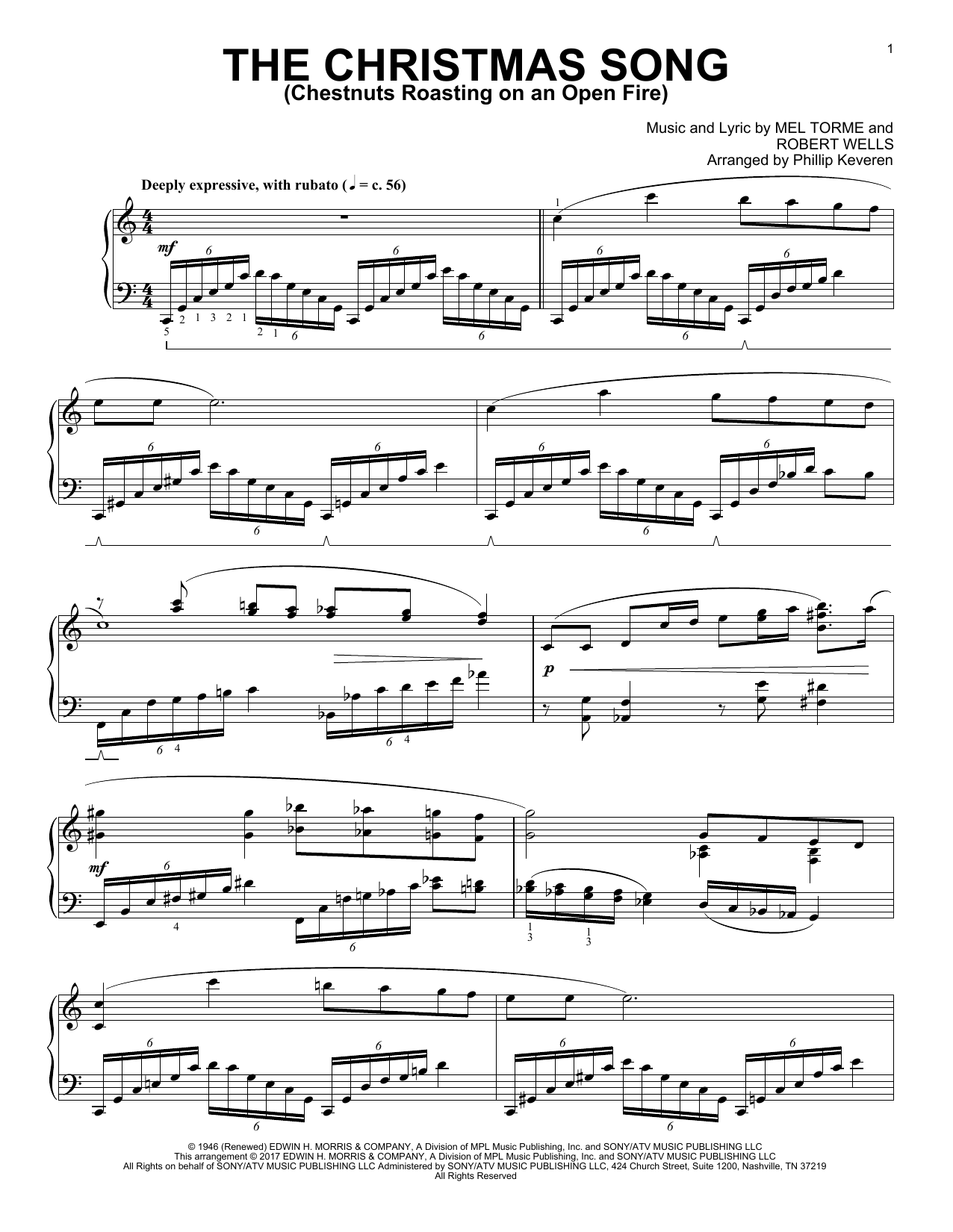 Product gallery: Page 1 of 1 The Christmas Song (Chestnuts Roasting On An Open Fire) [Classical version] (arr. Phillip Keveren), Robert Wells
