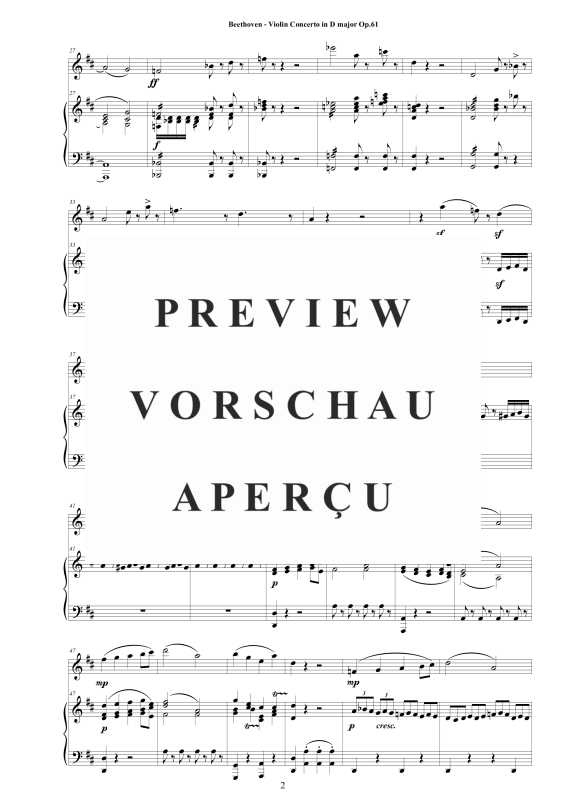 Produktgalerie: Seite 3 von 11 Violin Concerto in D major Op.61 for Violin and Piano - Score and Part, , Violine und Klavier