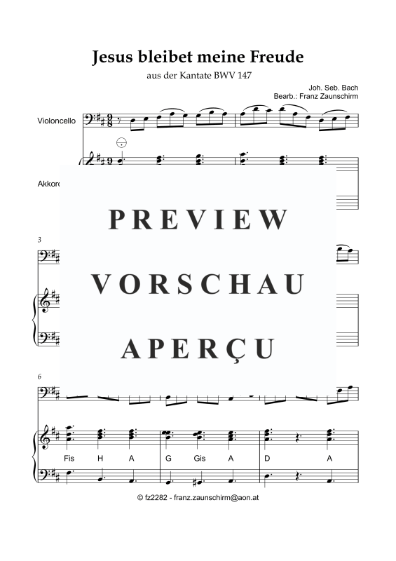 Produktgalerie: Seite 2 von 8 Jesus bleibet meine Freude, , Violoncello und Akkordeon