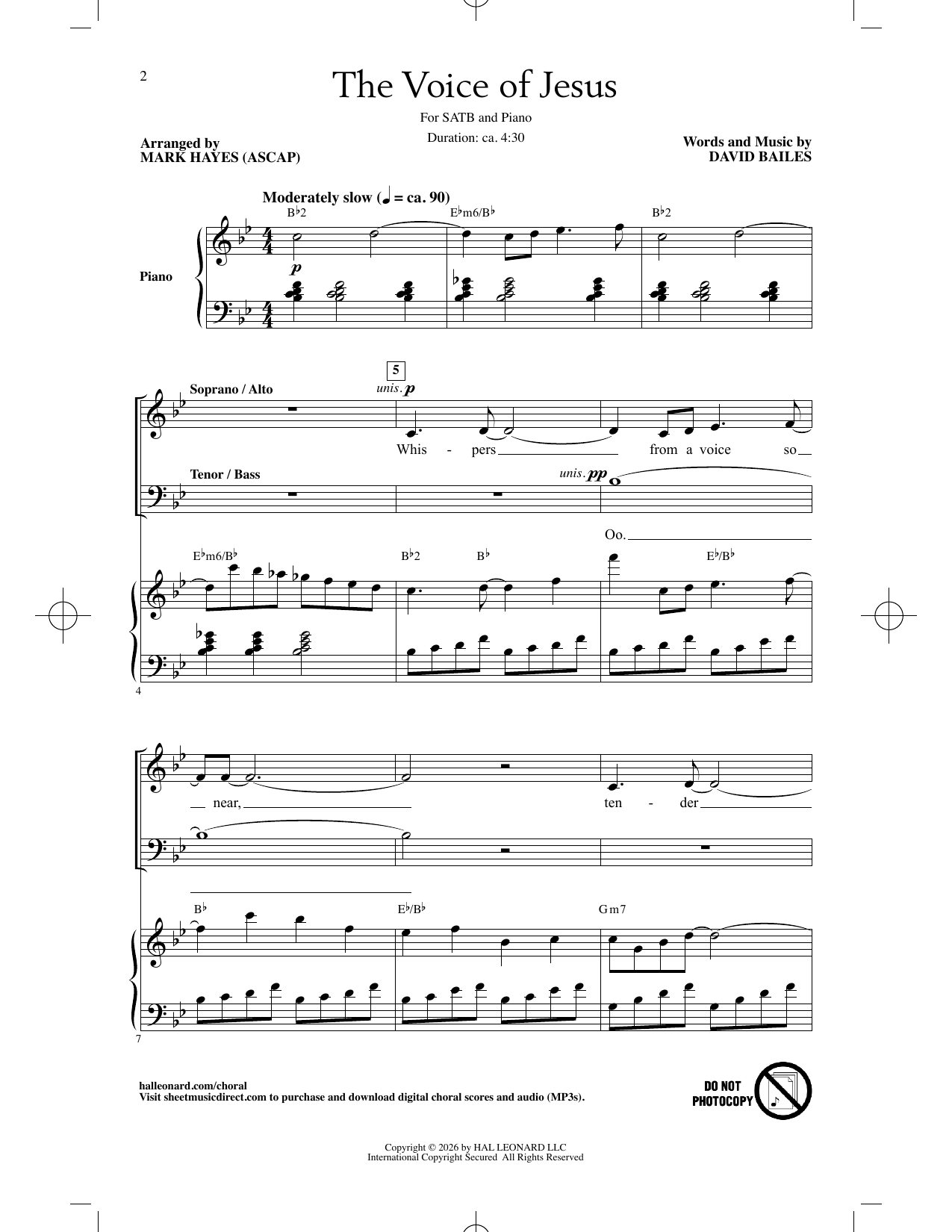Produktbild zu: The Voice Of Jesus (arr. Mark Hayes)