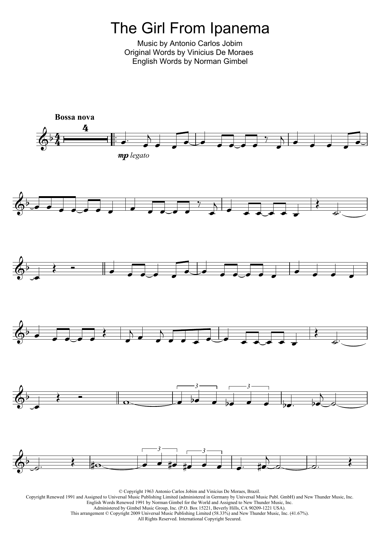 Product gallery: Page 1 of 1 The Girl From Ipanema (Garota De Ipanema), Antonio Carlos Jobim