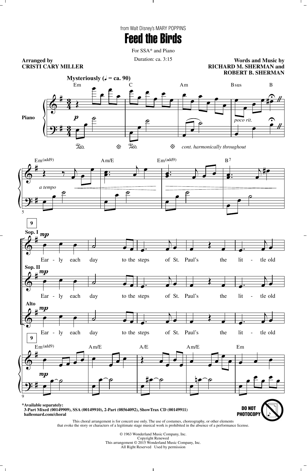 Produktgalerie: Seite 1 von 1 Feed The Birds (Tuppence A Bag) (from Mary Poppins) (arr. Cristi Cary Miller), Sherman Brothers, Chor