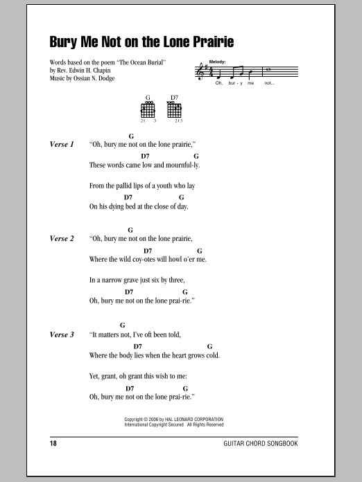 Produktgalerie: Seite 1 von 1 Bury Me Not On The Lone Prairie, E.H. Chapin, Gitarre