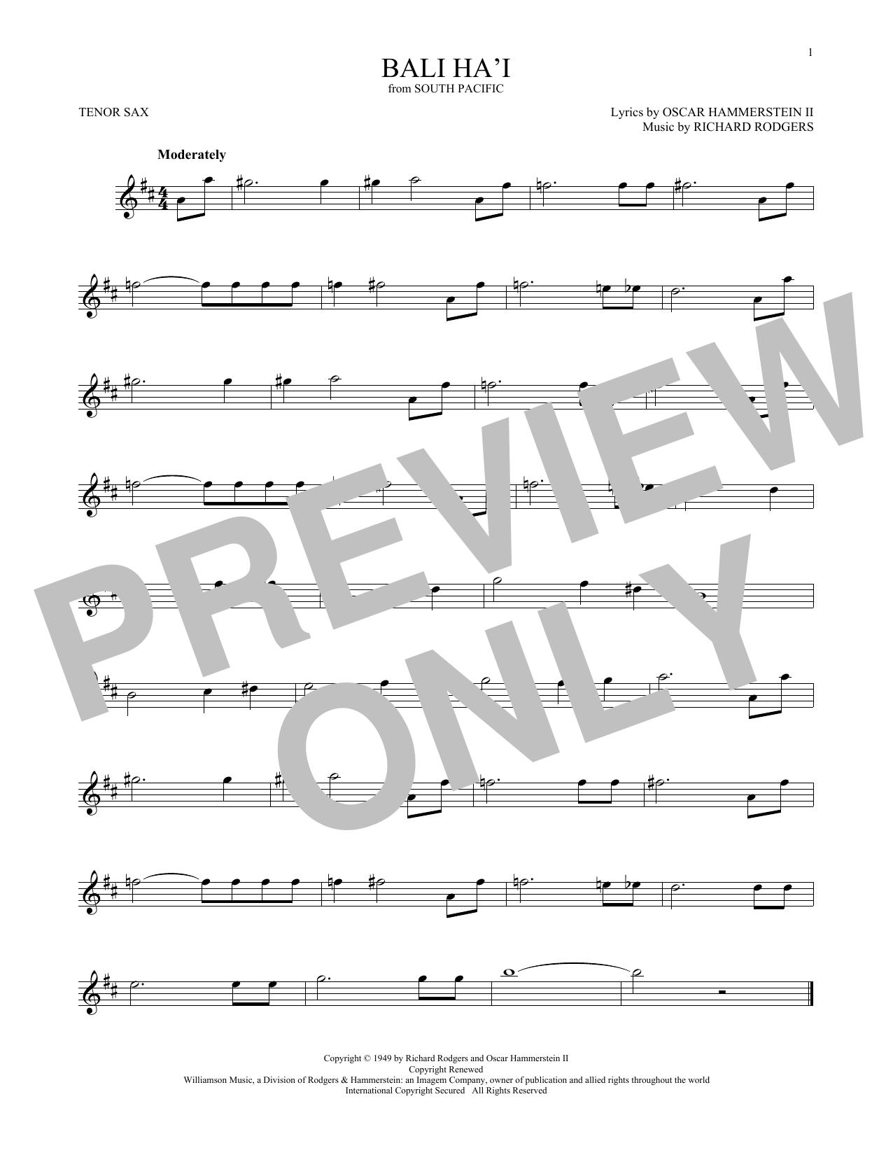 Product gallery: Page 1 of 1 Bali Ha'i, Rodgers & Hammerstein