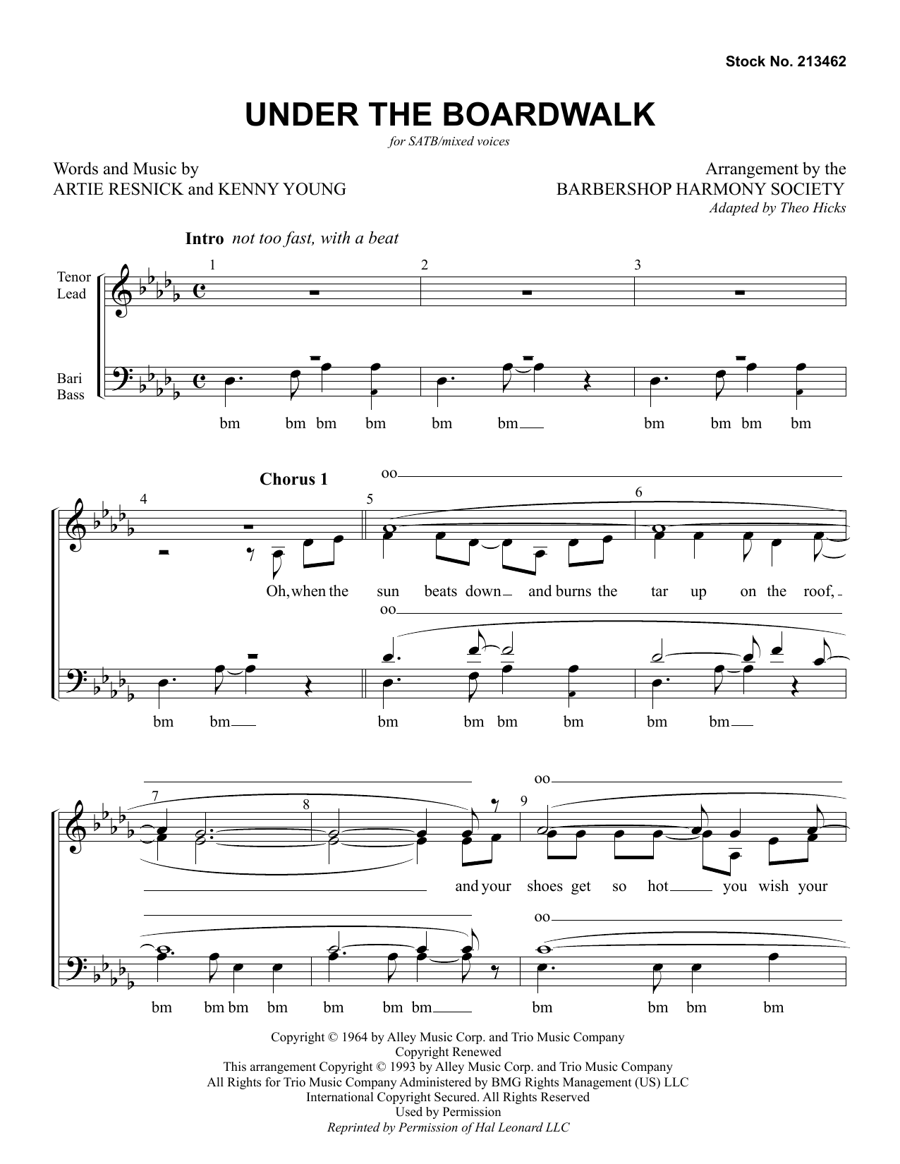 Product gallery: Page 1 of 1 Under The Boardwalk (arr. Barbershop Harmony Society), The Drifters