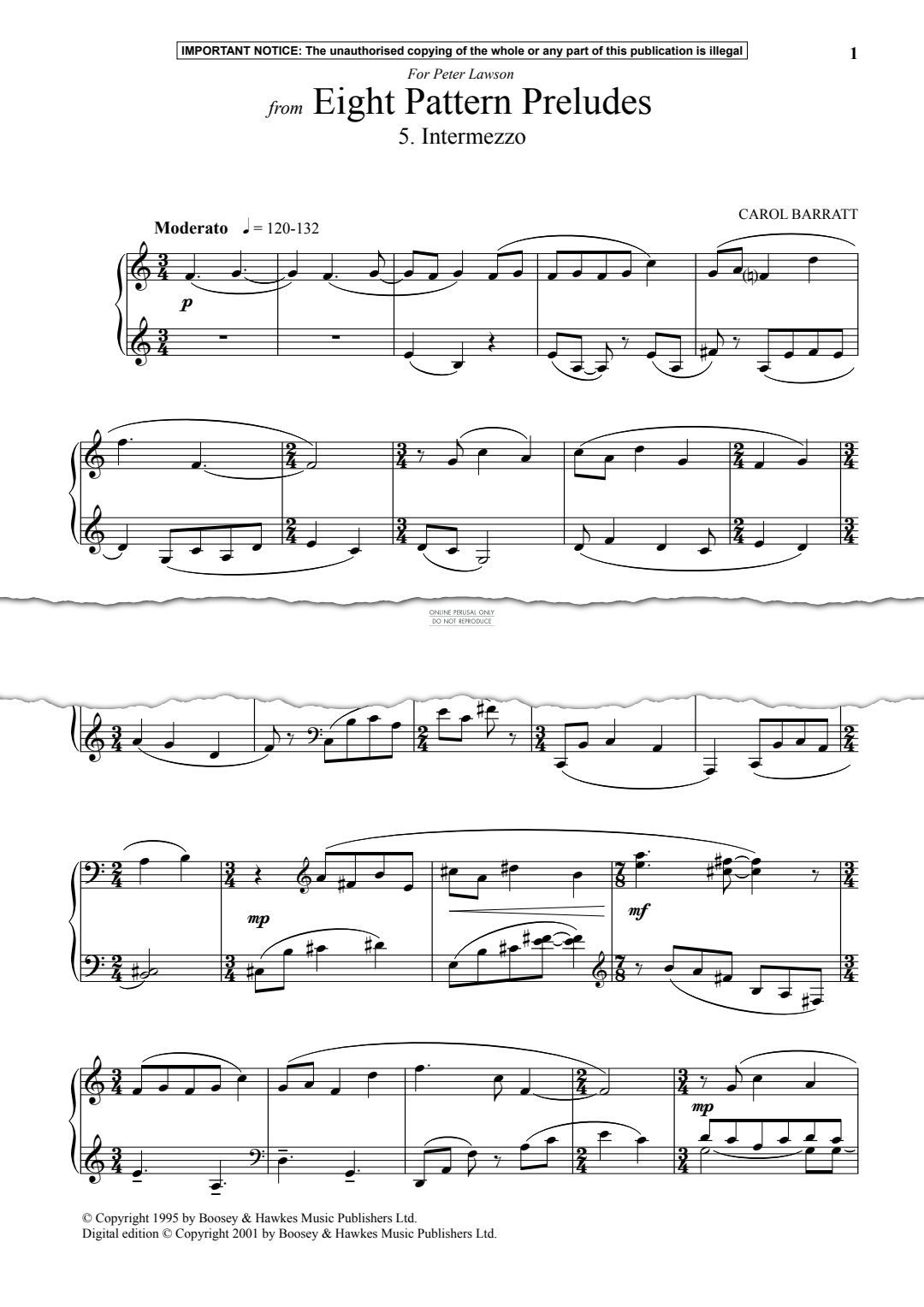 Produktgalerie: Seite 1 von 1 Intermezzo from Eight Pattern Preludes, Carol Barratt, Klavier