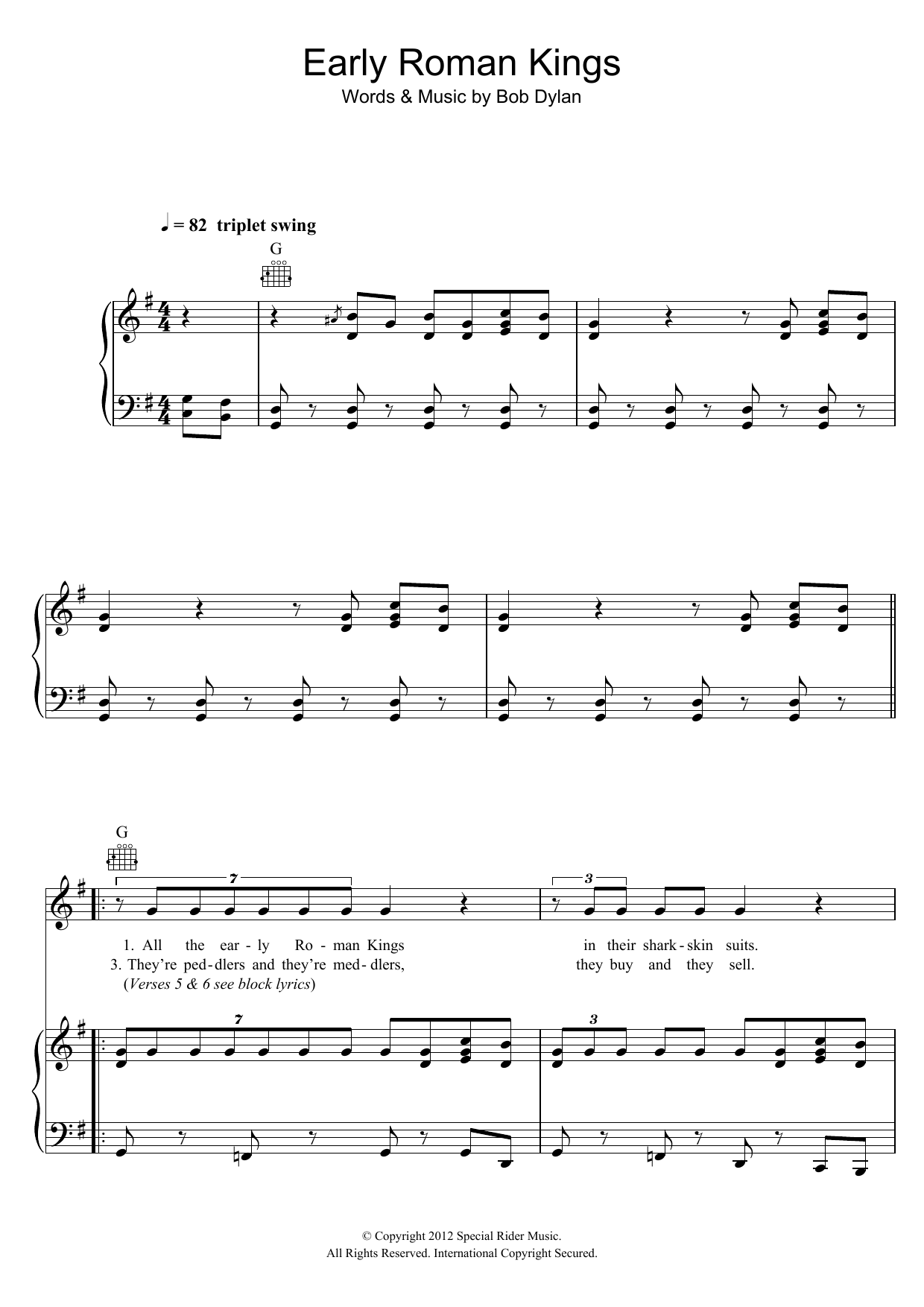 Produktgalerie: Seite 1 von 1 Early Roman Kings, Bob Dylan, Gesang, Gitarre, Klavier