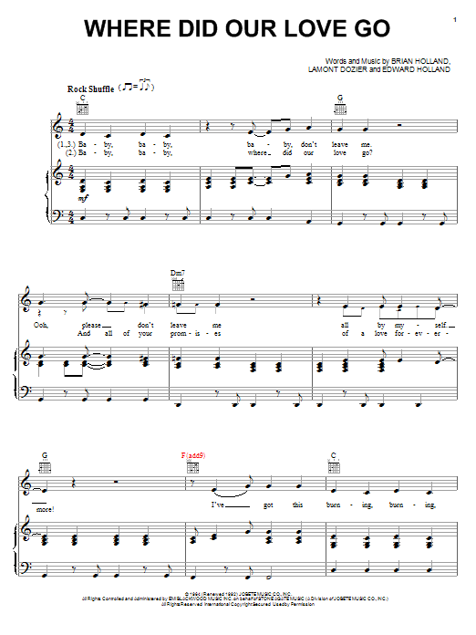 Produktgalerie: Seite 1 von 1 Where Did Our Love Go, The Supremes, Gesang, Gitarre, Klavier