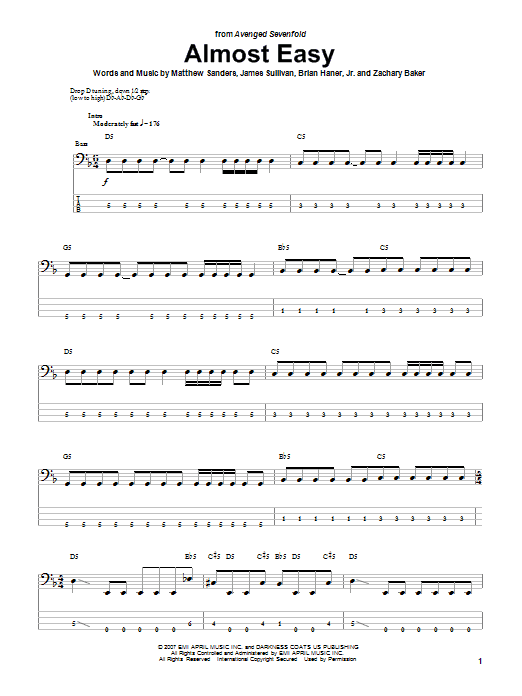 Produktgalerie: Seite 1 von 1 Almost Easy, Avenged Sevenfold, E-Bass