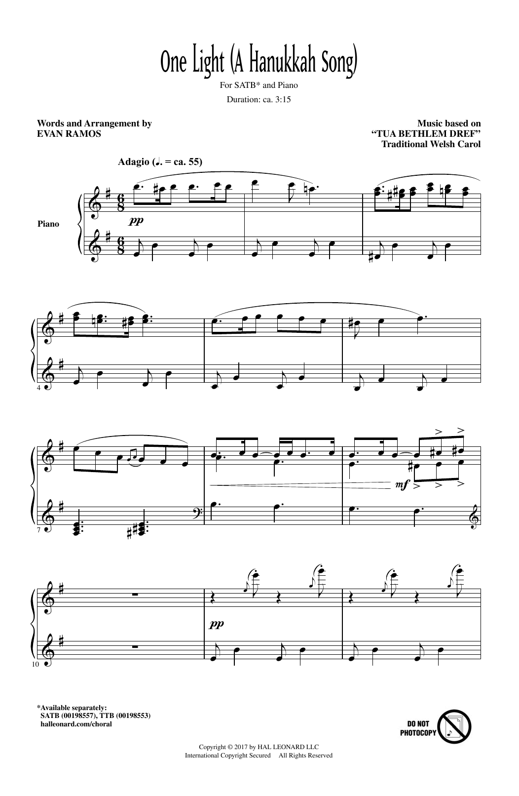Product gallery: Page 1 of 1 One Light (A Hanukkah Song), Evan Ramos