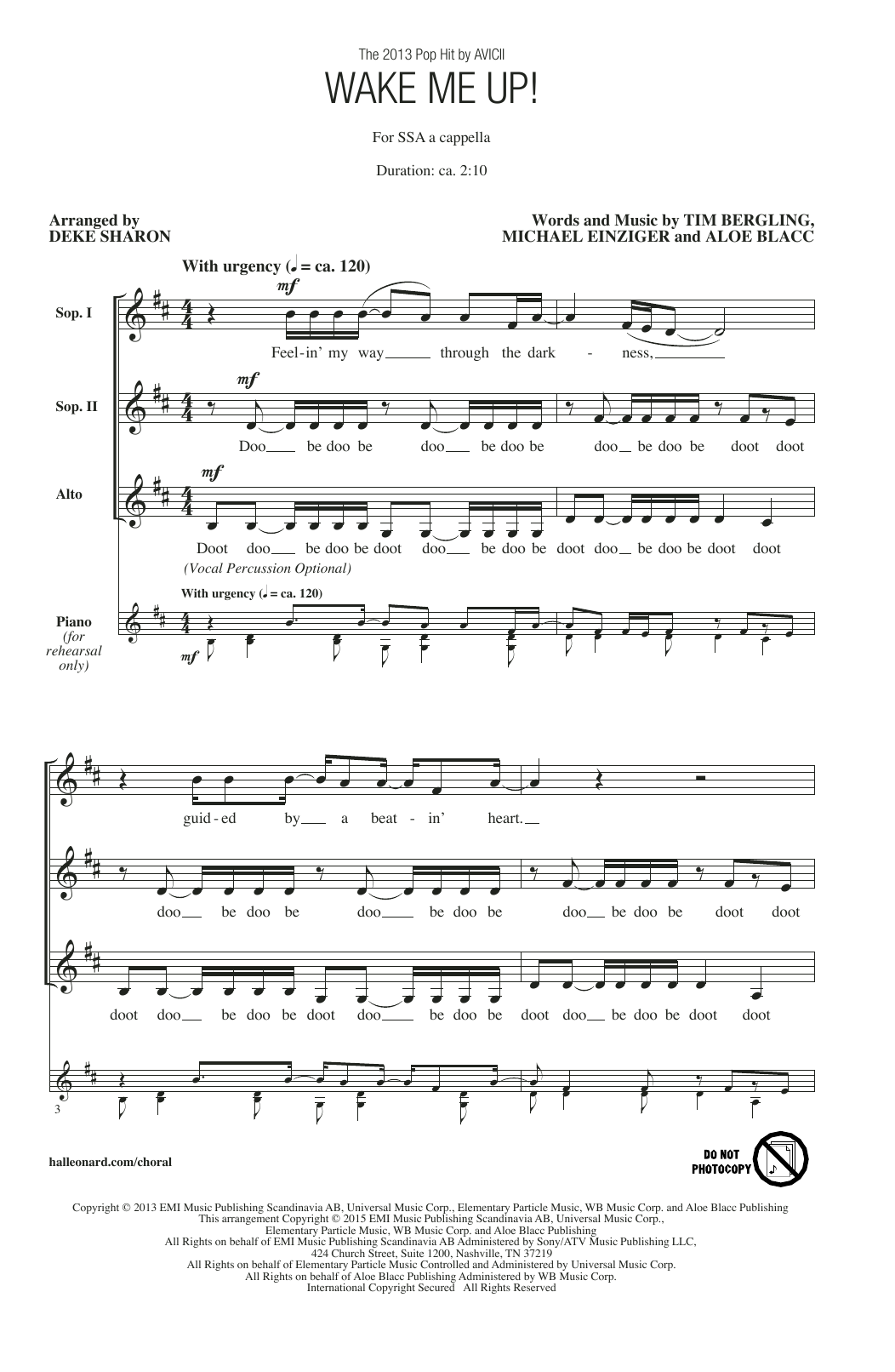 Product gallery: Page 1 of 1 Wake Me Up! (arr. Deke Sharon), Avicii