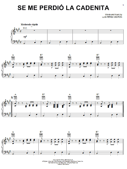 Produktgalerie: Seite 1 von 1 Se Me Perdió La Cadenita, Luis Pérez Cedrón, Gesang, Gitarre, Klavier