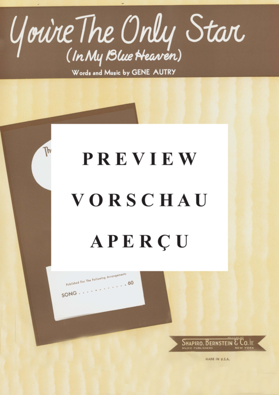 Produktgalerie: Seite 2 von 8 You're The Only Star (In My Blue Heaven) , Popular Standard, (Klavier und Gesang)