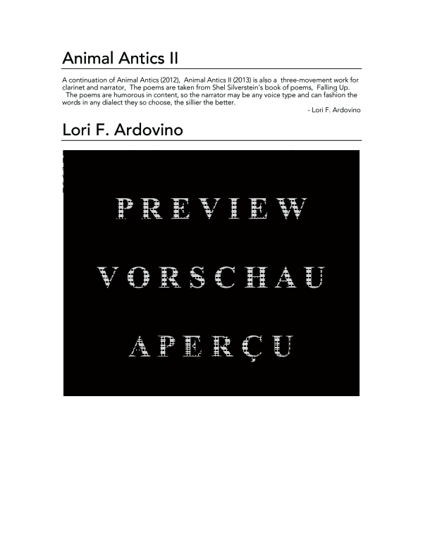 Produktgalerie: Seite 4 von 11 Animal Antics II, , (Erzähler und Klarinette)