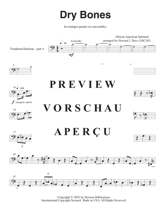 Produktgalerie: Seite 18 von 19 Dry Bones , , (3 Trompeten in B und 1 Basstrompete/Posaune)