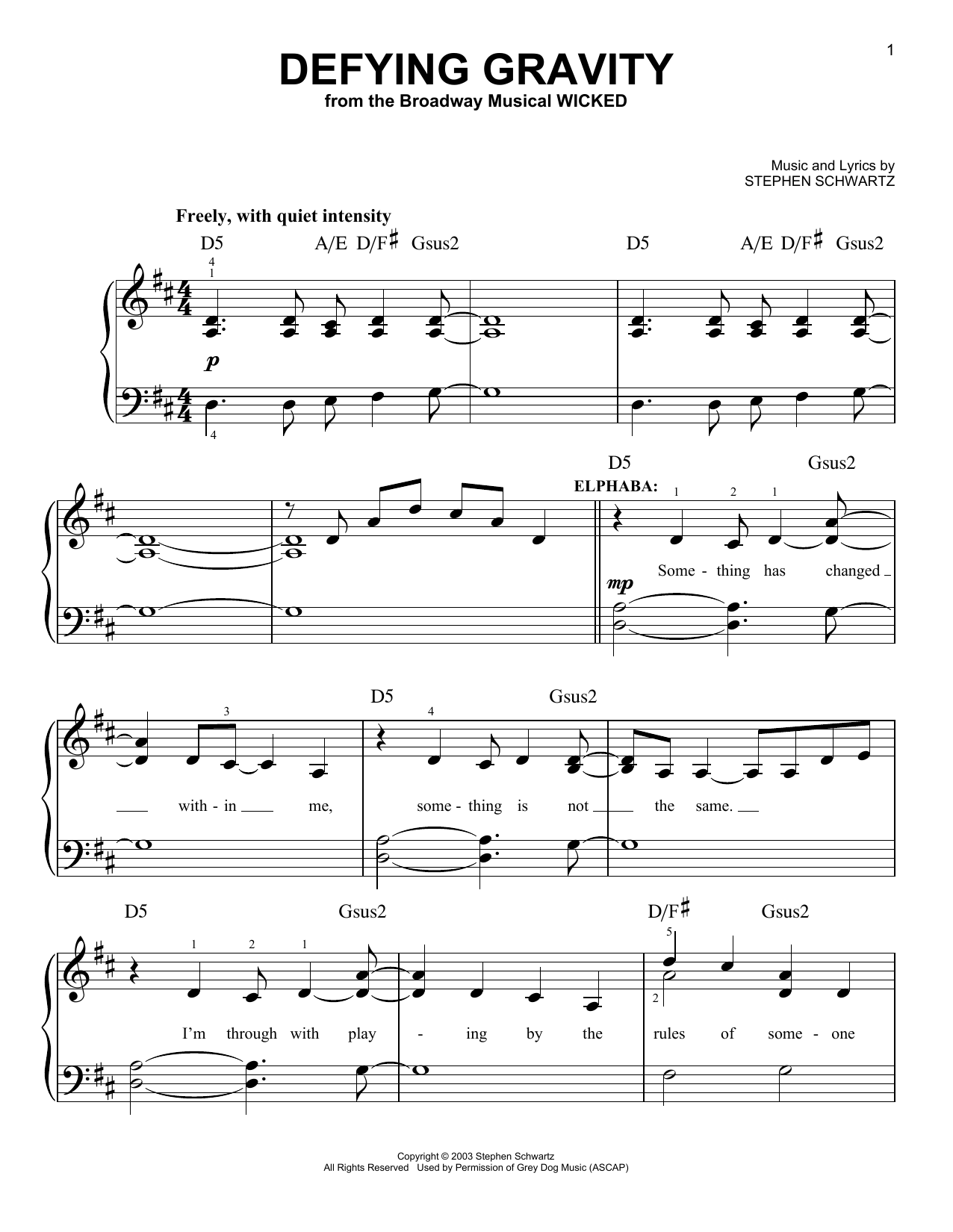 Produktgalerie: Seite 1 von 1 Defying Gravity (from Wicked), Stephen Schwartz, Klavier
