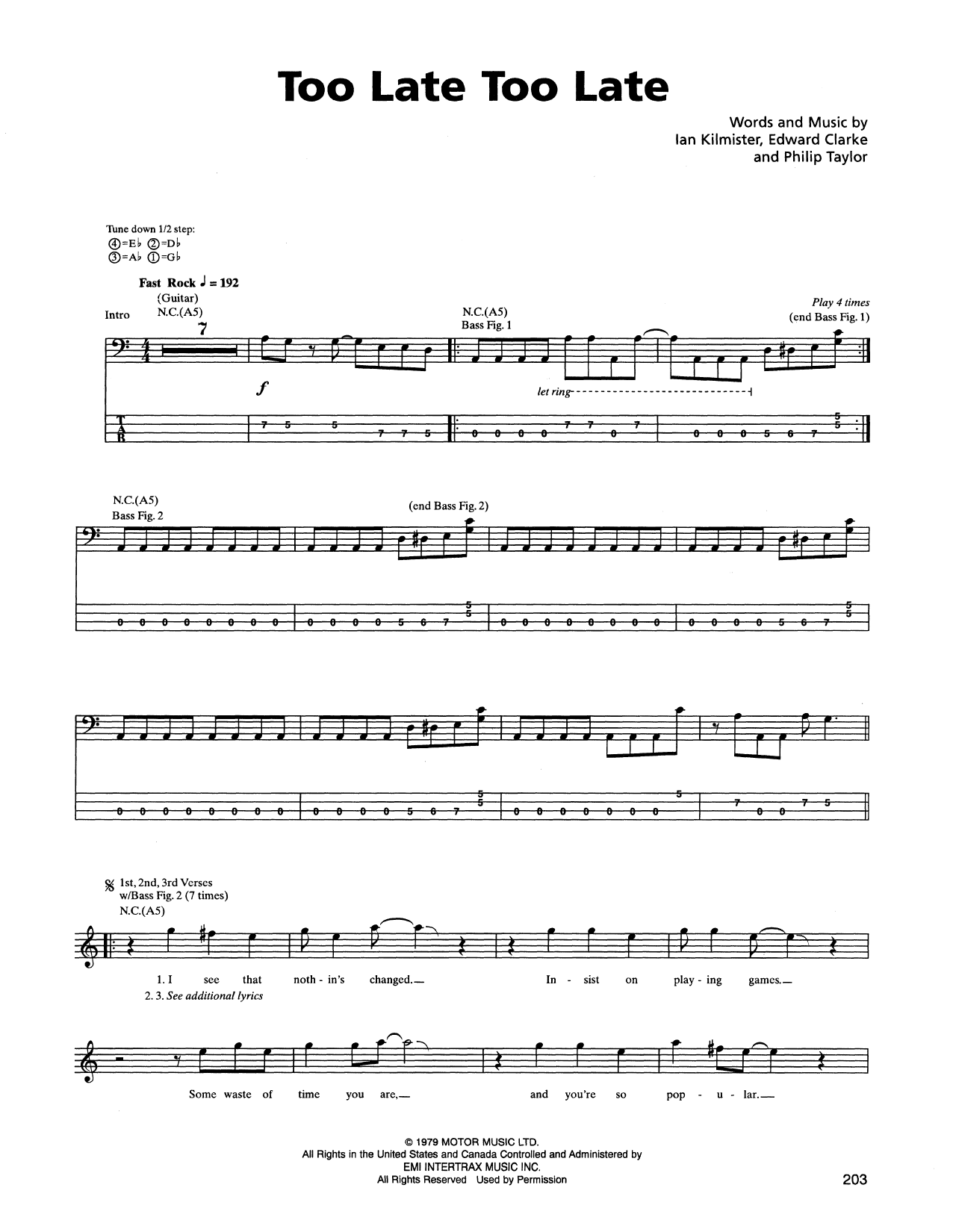 Produktgalerie: Seite 1 von 1 Too Late Too Late, Metallica, E-Bass