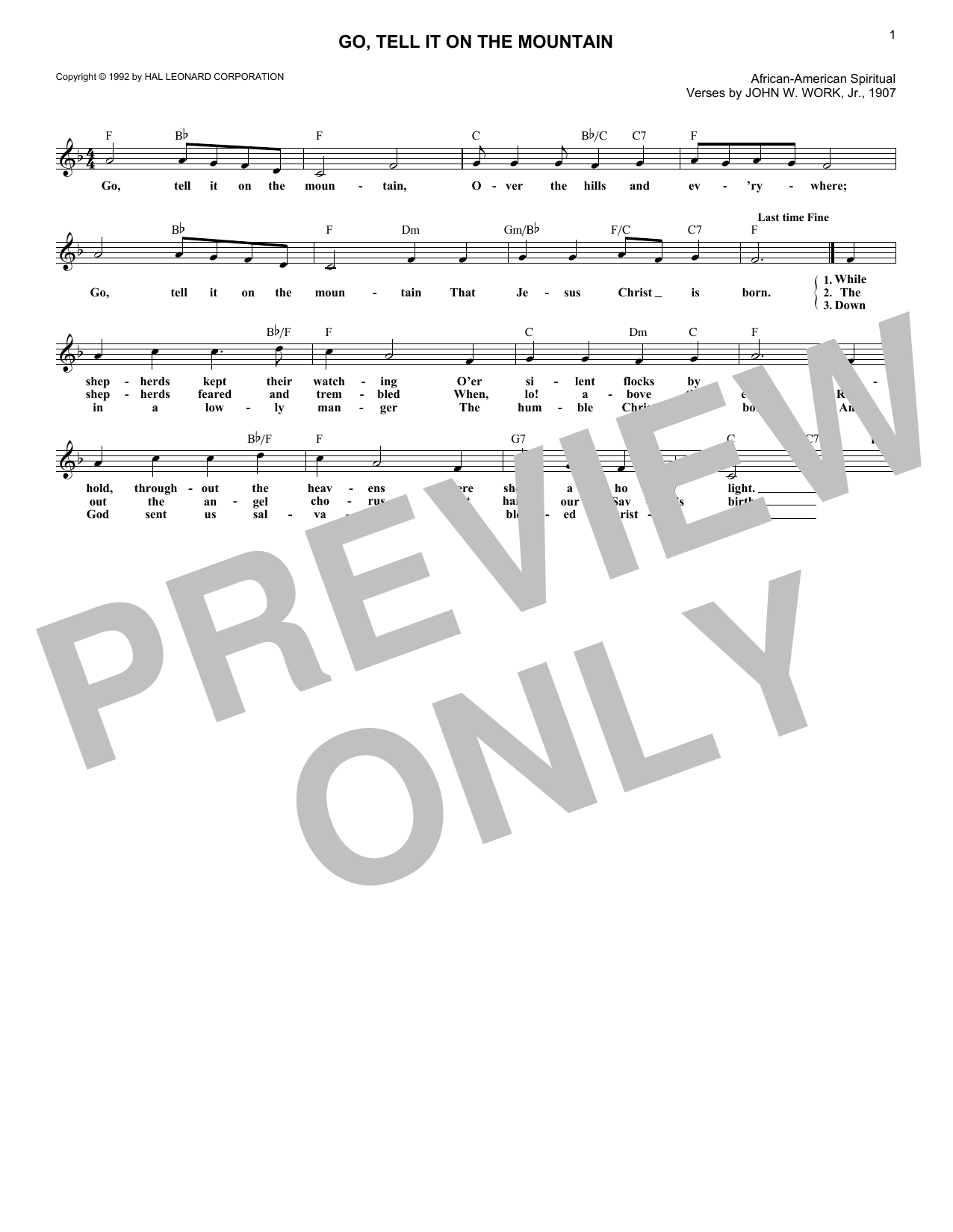Product gallery: Page 1 of 1 Go, Tell It On The Mountain, African-American Spiritual
