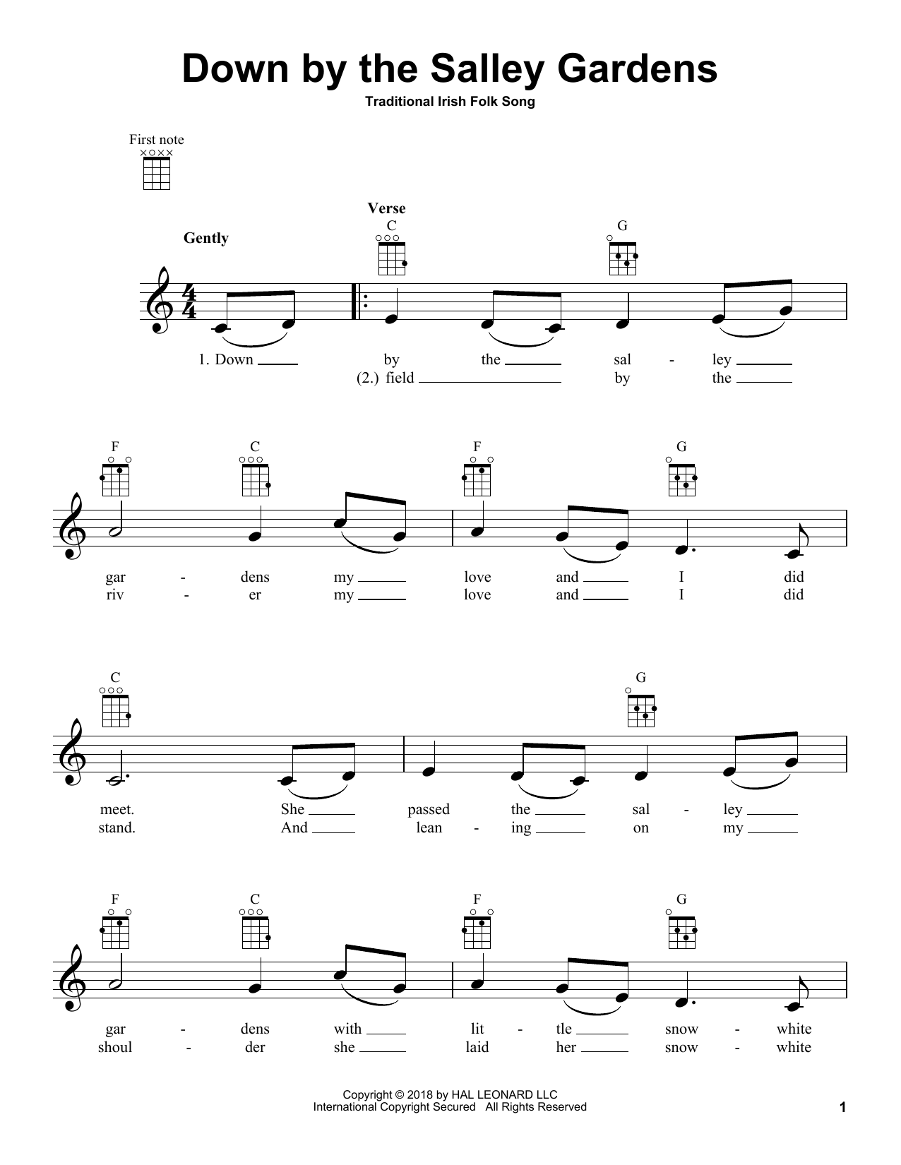 Product gallery: Page 1 of 1 Down By The Salley Gardens, Traditional Irish Folk Song