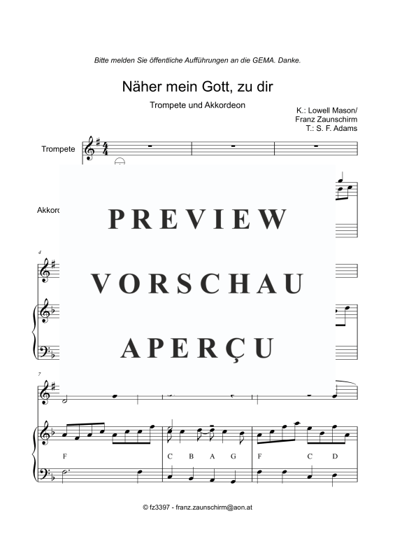Produktgalerie: Seite 2 von 7 Näher mein Gott zu dir, , Trompete und Akkordeon