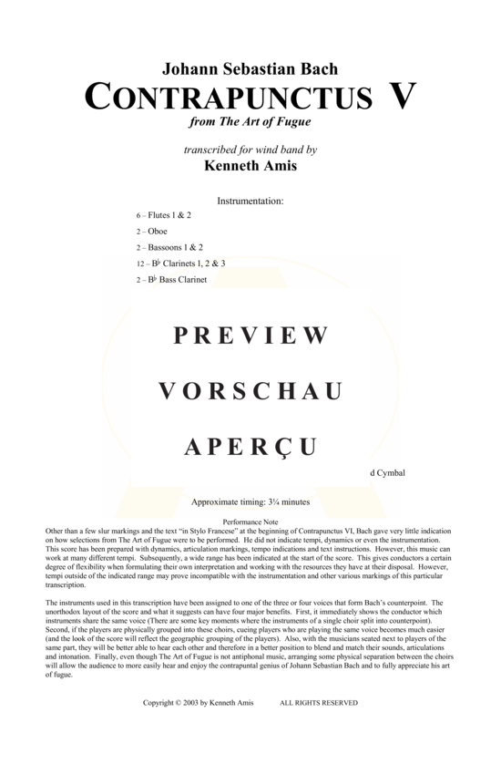 Produktgalerie: Seite 3 von 14 Contrapunctus 5 aus Kunst der Fuge , , (Concert Band)