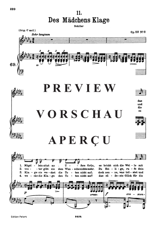 Product gallery: Page 2 of 3 Des Mädchens Klage D.191, , Low Voice and Piano