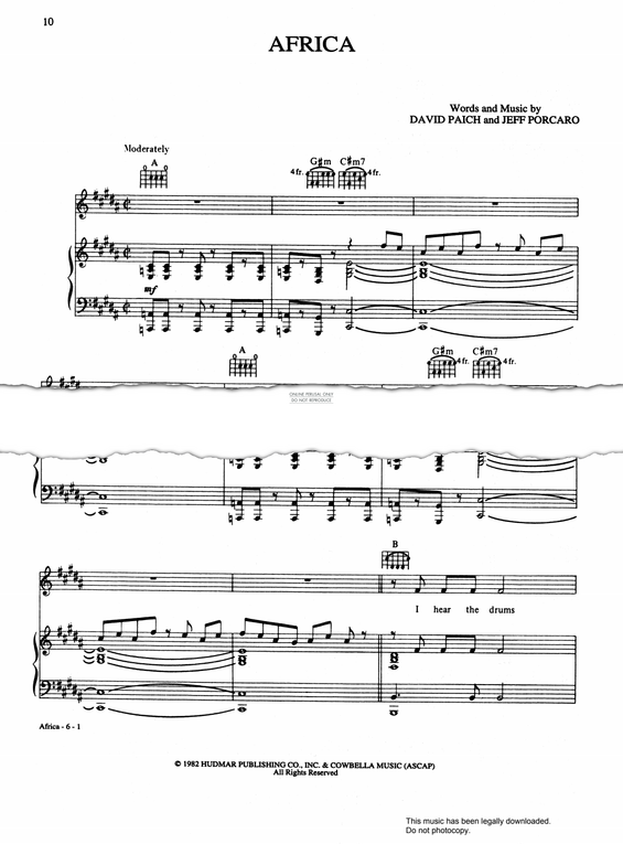 Produktgalerie: Seite 1 von 1 Africa, Toto, Gesang, Gitarre, Klavier