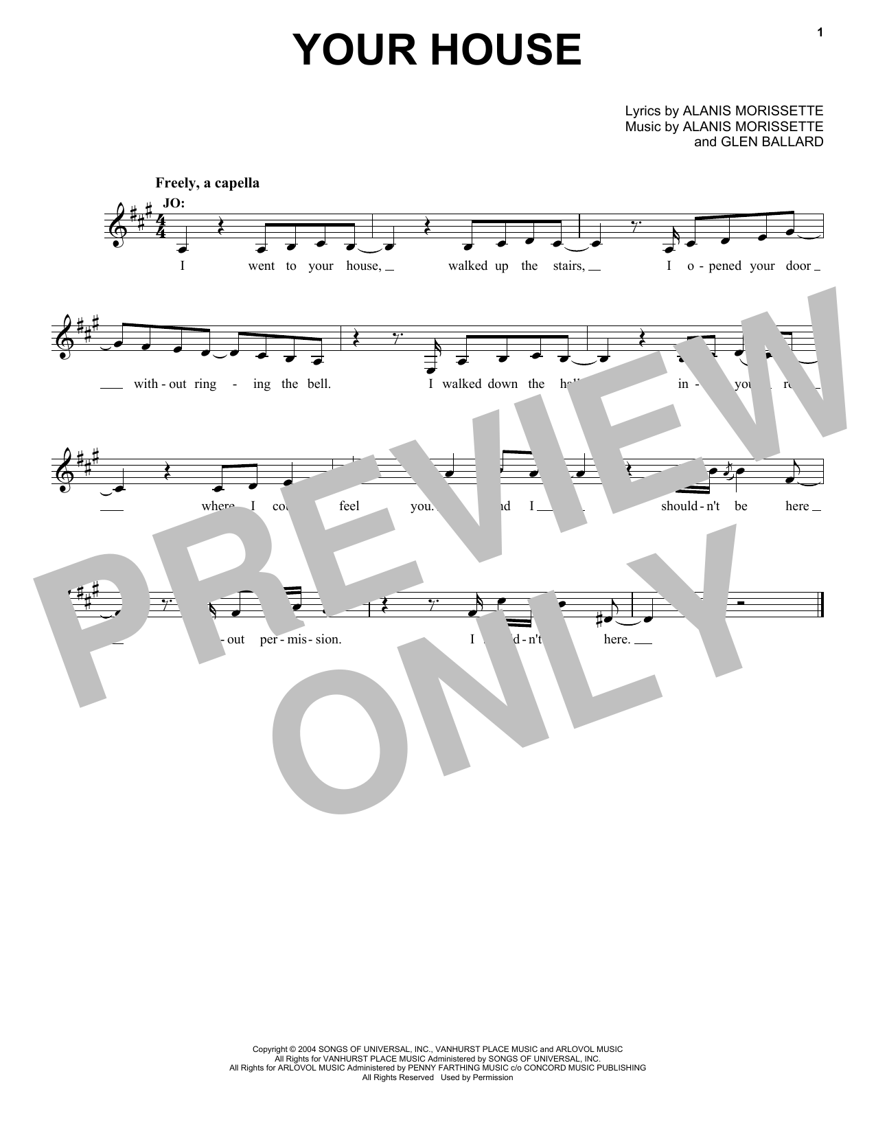 Product picture to: Your House (from "Head Over Feet" - Jagged Little Pill The Musical)