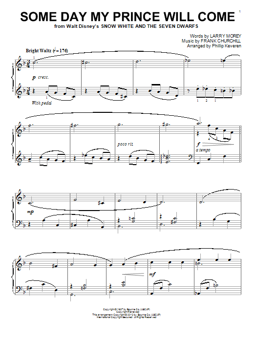 Product gallery: Page 1 of 1 Some Day My Prince Will Come [Classical version] (arr. Phillip Keveren), Adriana Caselotti