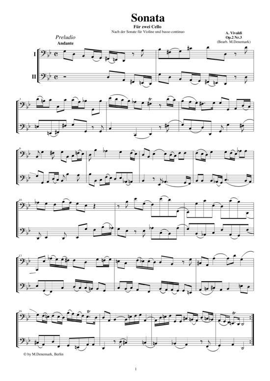 Sonate für zwei Celli op.2 Nr.3