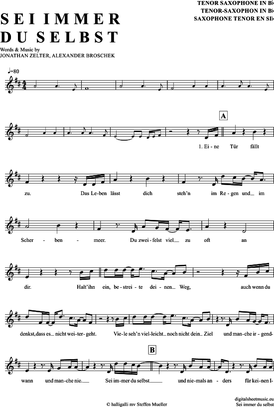 Product gallery: Page 1 of 4 Sei Immer Du Selbst , Zelter, Jonathan, Tenor Saxophone