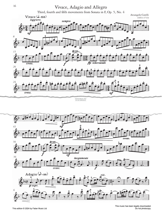 Product gallery: Page 1 of 1 Vivace, Adagio and Allegro (from Sonata in F, Op. 5, No. 4), Arcangelo Corelli