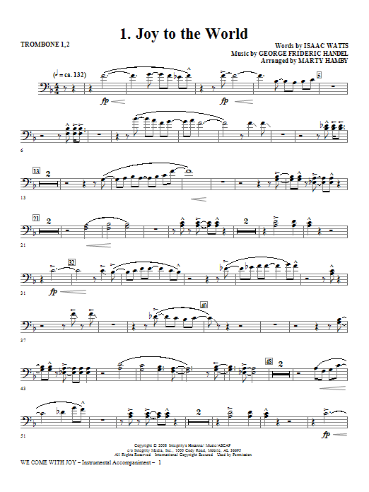 Product gallery: Page 1 of 1 We Come With Joy Orchestration - Trombone 1 & 2, Marty Hamby