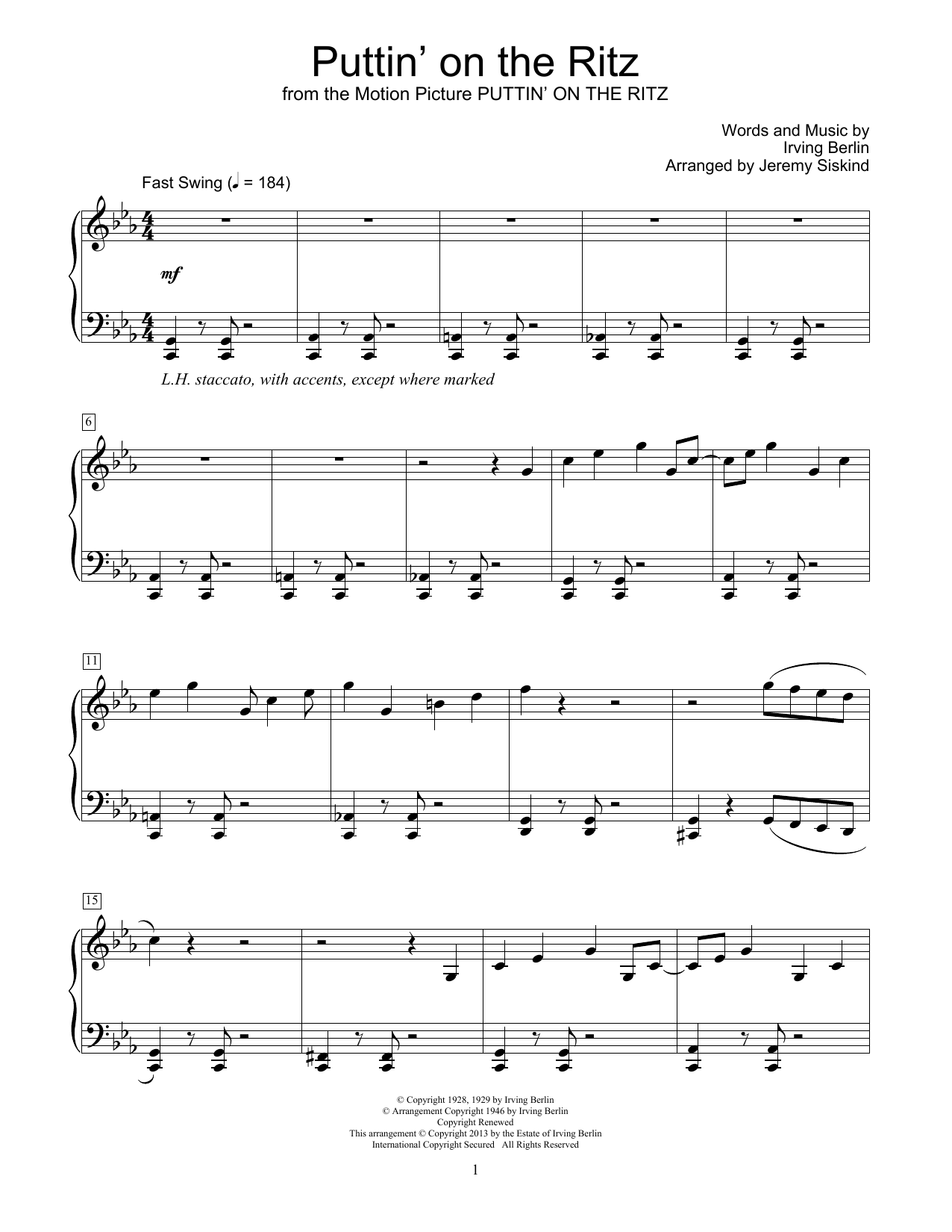 Product gallery: Page 1 of 1 Puttin' On The Ritz, Irving Berlin