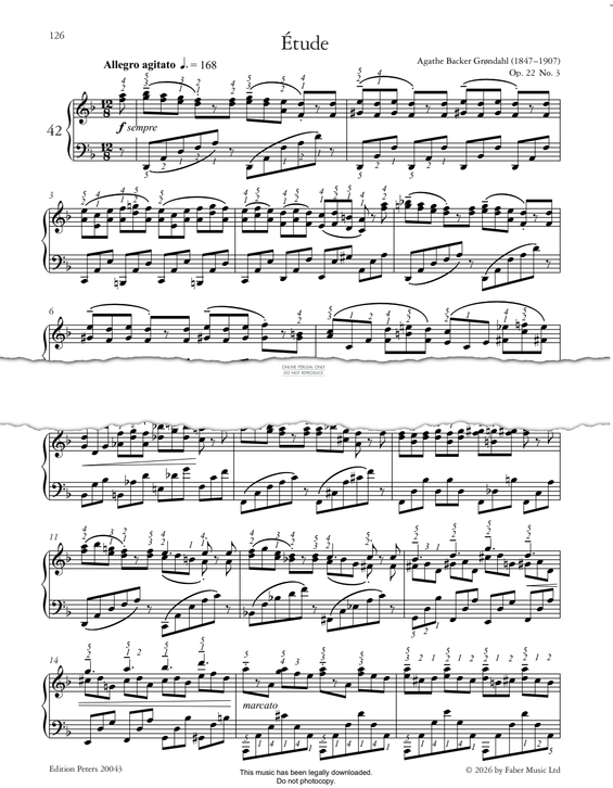 Produktgalerie: Seite 1 von 1 Étude Op.22 No.3, Agathe Backer Grøndahl, Klavier