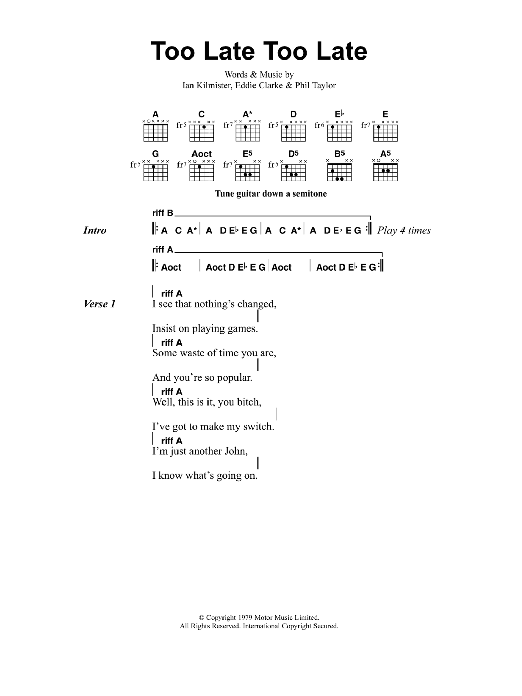 Produktgalerie: Seite 1 von 1 Too Late, Too Late, Metallica, Gitarre