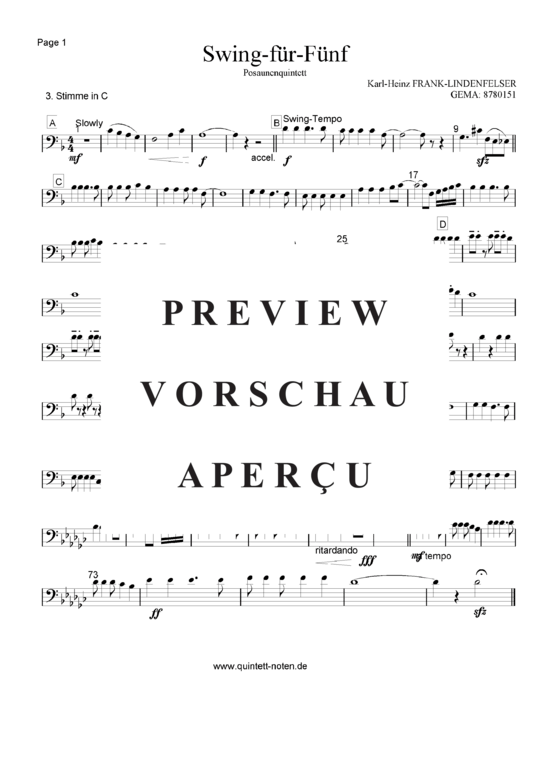 Product gallery: Page 10 of 14 Swing für Fünf , , (Trombone/Tenor Horn Quintet)