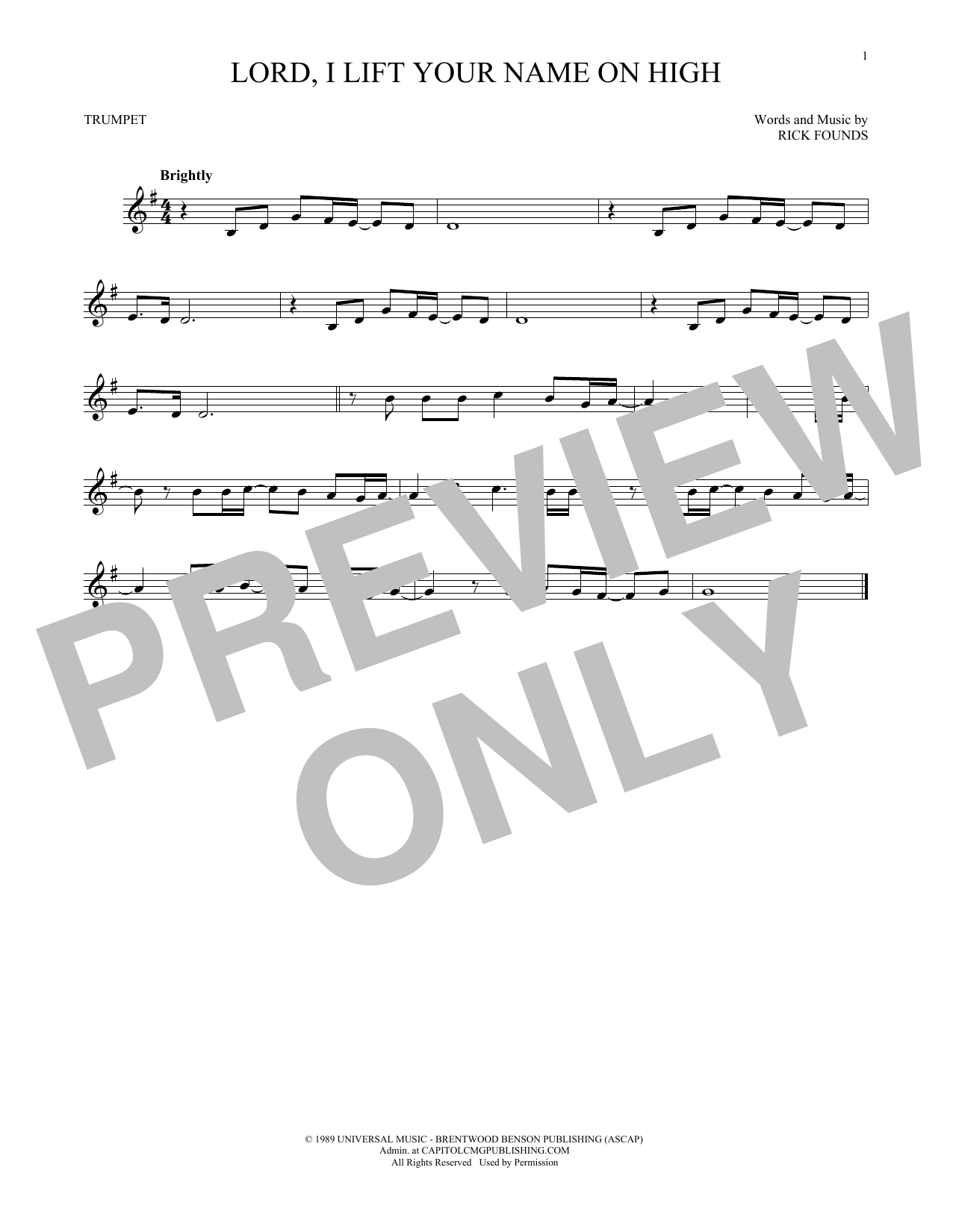 Produktgalerie: Seite 1 von 1 Lord, I Lift Your Name On High, Rick Founds, Trompete