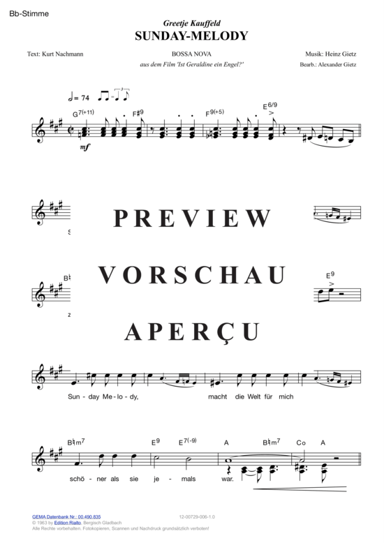 Produktgalerie: Seite 7 von 15 Sunday-Melody , Kauffeld, Greetje, (Melodie-Stimmen in C/B/Es)