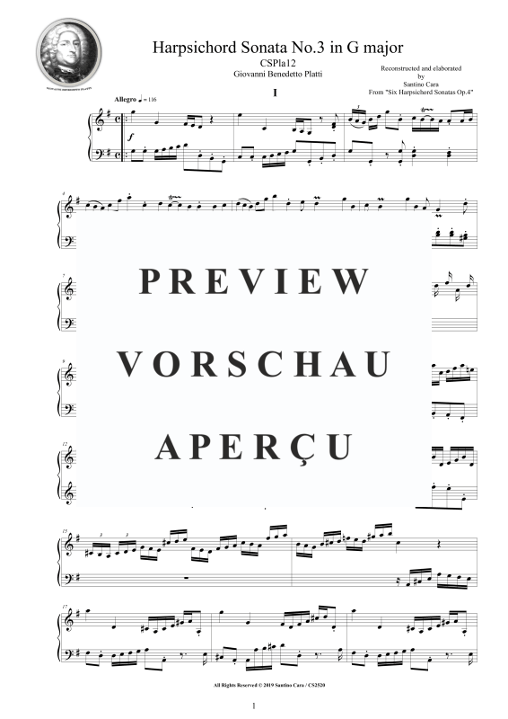 Produktgalerie: Seite 2 von 11 Cembalo Sonate Nr. 3 in G-Dur, Op.4, , Cembalo/Klavier Solo
