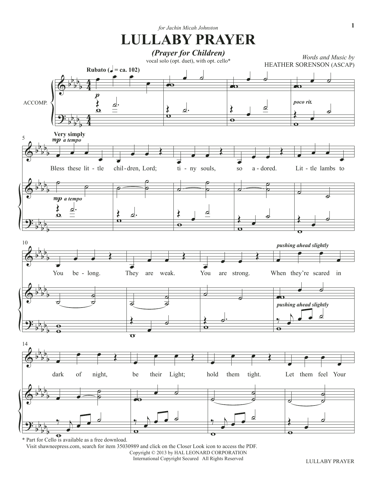 Product picture to: Lullaby Prayer (A Prayer For Children) (from The Prayer Project)