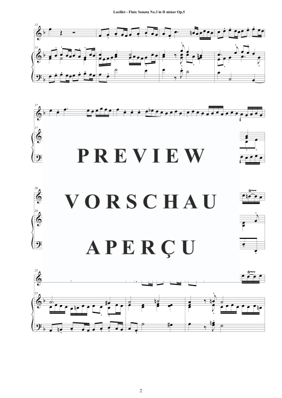 Produktgalerie: Seite 3 von 11 Flötensonate Nr. 3 d-Moll Op. 5, , Zwei Flöten und Cembalo
