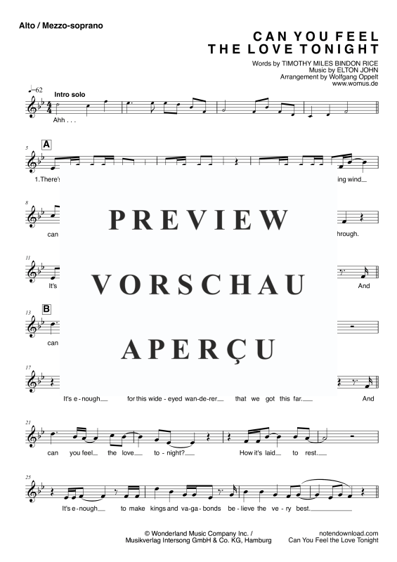 Produktgalerie: Seite 11 von 11 Can You Feel The Love Tonight, John, Elton, Gemischter Chor/Ensemble SAB und Klavier - E-Bass & Drum Set optional