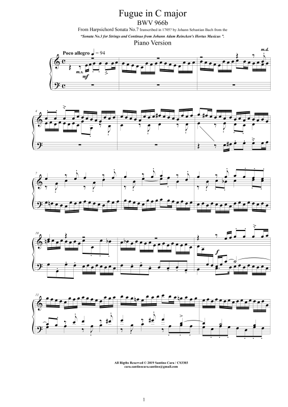 Produktbild zu: Fuge in C-Dur BWV 966bJohann Sebastian Bach